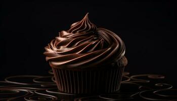 Decadent chocolate cupcakes with creamy whipped icing generated by AI photo