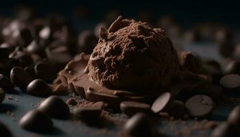 Indulgent dessert plate with dark chocolate fudge generated by AI photo