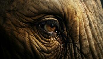 Wrinkled elephant trunk, macro portrait, selective focus generated by AI photo