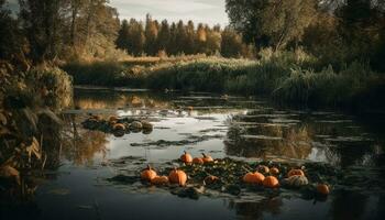 tranquilo otoño paisaje refleja belleza en naturaleza colores generado por ai foto