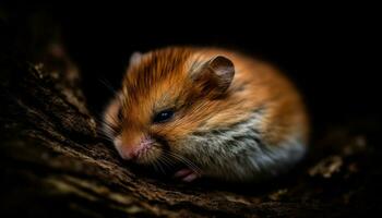 Fluffy rodent with whiskers, cute and small generated by AI photo