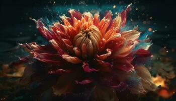 Vibrant underwater flower head in tropical reef generated by AI photo