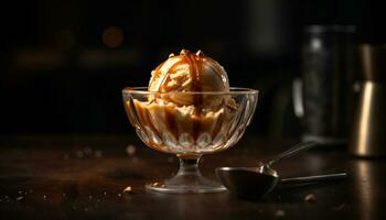 Sweet summer indulgence gourmet ice cream sundae generated by AI photo