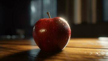 Freshness and nature reflected in a bright, healthy, organic apple generated by AI photo