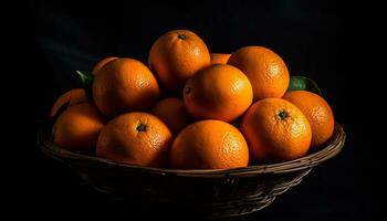 Freshness of ripe citrus fruit in a vibrant, healthy eating bowl generated by AI photo