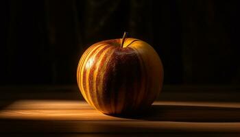 Freshness of nature on a rustic table, healthy eating apple generated by AI photo