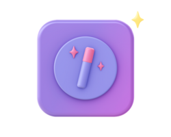 3d render of purple magic wand stick icon for UI UX web mobile apps social media ads design png