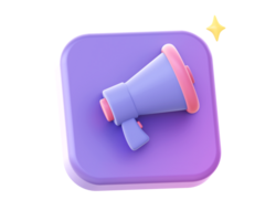 3d render of purple loudspeaker side icon for UI UX web mobile apps social media ads design png