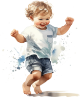 acuarela bailando niño, contento chico bailar, jugando chico, acuarela clipart aislado en blanco antecedentes. png