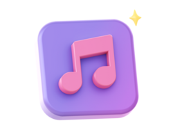 3d render of purple music note side icon for UI UX web mobile apps social media ads design png