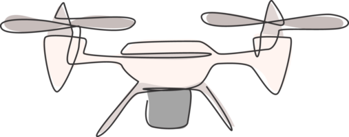 Single continuous line drawing of flying drone airplane, unmanned plane. Air transportation vehicle concept. Trendy one line draw graphic design illustration png