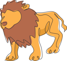 un continu ligne dessin de gros Masculin lion. sauvage animal nationale parc conservation. safari zoo concept. dynamique Célibataire ligne dessiner conception graphique illustration png