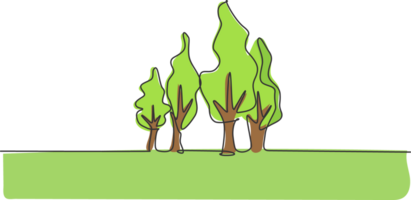 Single kontinuierlich Linie Zeichnung von Grün befreit Baum zum Park Symbol. natürlich Pflanze Garten isoliert Minimalismus Konzept. dynamisch einer Linie zeichnen Grafik Design Illustration png