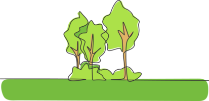 Célibataire un ligne dessin de vert Frais arbre pour jardin icône. environnement éco amical logo isolé griffonnage minimal concept. branché continu ligne dessiner conception graphique illustration png