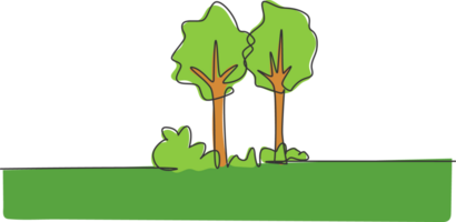 continu un ligne dessin de vert des arbres pour parc jardin logo icône. éco Naturel symbole main tiré minimaliste concept. moderne Célibataire ligne dessiner conception graphique illustration png