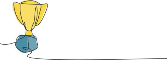 Single one line drawing of trophy champion in the class. Award for smartest student. Back to school minimalist, education concept. Continuous simple line draw style design graphic illustration png