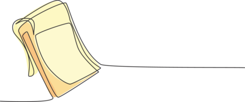 solteiro 1 linha desenhando do aberto bloco de anotações papel. costas para escola minimalista, Educação conceito. contínuo simples linha desenhar estilo Projeto gráfico ilustração png