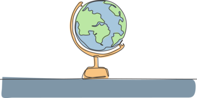 Erde Globus. kontinuierlich einer Linie Zeichnung von Welt Karte minimalistisch Illustration Design. isoliert einfach Linie modern Grafik Stil. Hand gezeichnet Grafik Konzept zum Bildung png
