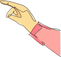 Mensch Finger berühren Geste. Single kontinuierlich Linie Hand Geste Grafik Symbol. einfach einer Linie Gekritzel zum Technologie Konzept. isoliert Illustration minimalistisch Design png