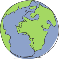 Welt Globus Erde. Single kontinuierlich Linie runden global Karte Erdkunde Grafik Symbol. einfach einer Linie zeichnen Gekritzel zum Bildung Konzept. isoliert Illustration minimalistisch Design png