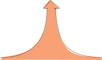 single doorlopend lijn tekening van succes stijgende lijn omhoog pijl teken logo. toenemen bedrijf financiën diagram prestatie. minimalisme concept dynamisch een lijn trek grafisch ontwerp illustratie png