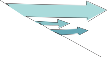 doorlopend een lijn tekening van houden positief in beweging vooruit pijlen diagram teken. succes bedrijf vooruitgang symbool minimalistische concept. modieus single lijn trek ontwerp grafisch illustratie png