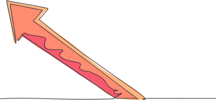 Single kontinuierlich Linie Zeichnung von steigend Pfeil oben Zeichen Symbol. Geschäft zunehmend Der Umsatz Wachstum Graph. Minimalismus Konzept dynamisch einer Linie zeichnen Grafik Design Illustration png