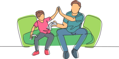 One single line drawing of fans siting on sofa watching their favorite American football club playing the match on television. Fans club concept. Continuous line draw design illustration png