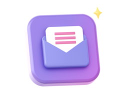 3d render of purple mail inbox side icon for UI UX web mobile apps social media ads design png