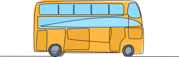 Célibataire continu ligne dessin double decker les autobus cette sont vu de le côté, servir touristes à aller autour le ville profiter leur vacances. dynamique un ligne dessiner graphique conception illustration. png