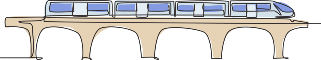 Single einer Linie Zeichnung von Zug gesehen von das Vorderseite bereitet vor zu tragen Passagiere schnell, sicher und bequem zu ihr Ziel. modern kontinuierlich Linie zeichnen Design Grafik Illustration. png