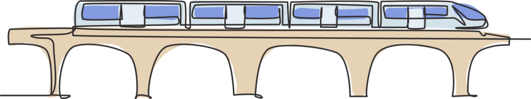 singolo uno linea disegno di treno visto a partire dal il davanti prepara per trasportare viaggiatori velocemente, tranquillamente e comodamente per loro destinazione. moderno continuo linea disegnare design grafico illustrazione. png