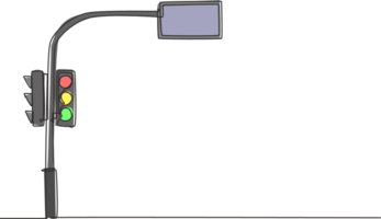 Single one line drawing of a traffic light that uses countdown time to inform road users of remaining stop time and road time. Modern continuous line draw design graphic illustration. png