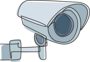 Single continuous line drawing cctv with a round shape installed on the side of the highway to monitor traffic movements and improve security systems. One line draw graphic design illustration. png