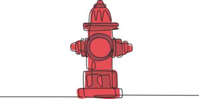 Célibataire un ligne dessin de le bouche d'incendie sur le côté de le route est utilisé pour préventif les mesures dans le un événement de une Feu dans le la plus proche bâtiment. continu ligne dessiner conception graphique illustration. png