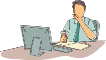 One continuous line drawing of two young happy businessmen at the office standing together and posing to hug each other. Business partner concept single line draw design graphic illustration png