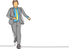 One single line drawing of businessmen wearing suit doing sprint race at running track to win competition. Business running competition concept continuous line draw design graphic illustration png