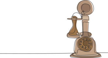 uno continuo línea dibujo de antiguo Clásico antiguo término análogo pared teléfono a comunicar. retro clásico telecomunicación dispositivo concepto soltero línea dibujar gráfico diseño ilustración png