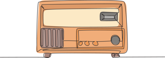 enda kontinuerlig linje teckning av retro gammal fashioned analog radio. klassisk årgång programföretag teknologi begrepp. musik spelare ett linje dra design grafisk illustration png