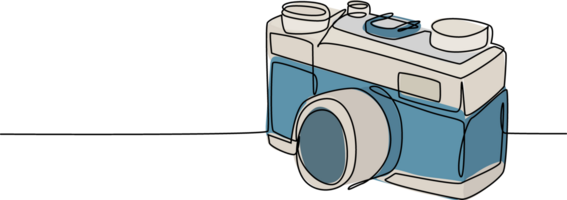 een doorlopend lijn tekening van oud wijnoogst analoog zak- camera, kant visie. retro klassiek fotografie uitrusting concept single lijn grafisch trek ontwerp illustratie png