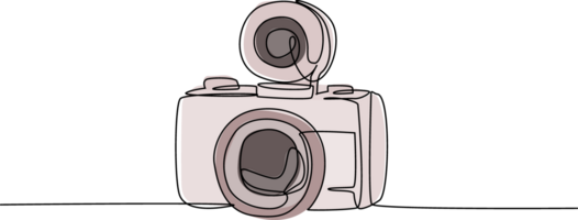 One single line drawing of old retro lomo plastic photo camera. Vintage classic lomography equipment concept. Continuous line draw graphic design illustration png