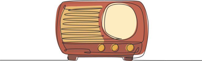 un continu ligne dessin de rétro vieux classique radio joueur. ancien analogique l'audio orateur article concept Célibataire ligne dessiner conception graphique illustration png