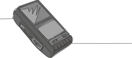 un continu ligne dessin de rétro vieux classique analogique portable cassette ruban enregistreur. ancien mobile voix enregistreur article concept Célibataire ligne dessiner conception graphique illustration png