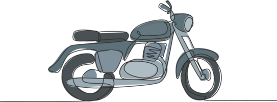 Single kontinuierlich Linie Zeichnung von alt klassisch Jahrgang Motorrad Symbol. retro Motorrad Transport Konzept einer Linie zeichnen Design Grafik Illustration png