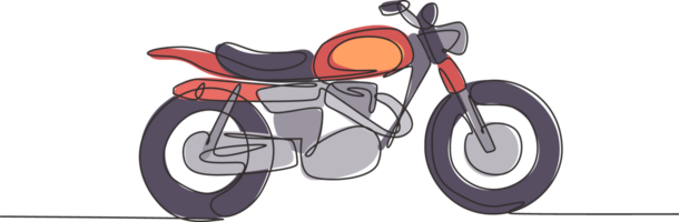 1 contínuo linha desenhando do retro velho vintage motocicleta ícone. clássico moto transporte conceito solteiro linha gráfico desenhar Projeto ilustração png