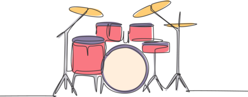 un Célibataire ligne dessin de tambour bande ensemble. percussion la musique instruments concept. branché continu ligne dessiner conception graphique illustration png