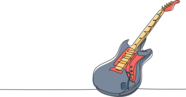 soltero continuo línea dibujo de eléctrico guitarra. de cuerda música instrumentos concepto. moderno uno línea dibujar gráfico diseño ilustración png