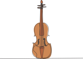 singolo continuo linea disegno di violino Su. di moda a corda musica strumenti concetto uno linea disegnare design grafico illustrazione png