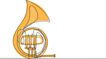 enda kontinuerlig linje teckning av ficka trumpet. dynamisk vind musik instrument begrepp ett linje dra design grafisk illustration png