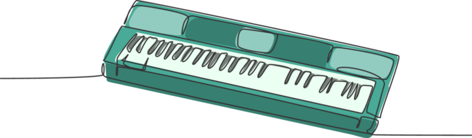 single doorlopend lijn tekening van elektrisch synthesizer. muziek- instrumenten concept. modieus een lijn trek ontwerp grafisch illustratie png